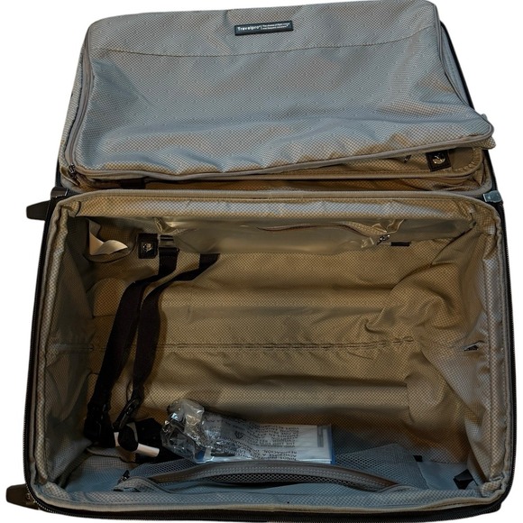 Travelpro Luggage Black 4 Wheels Powerscope Leather Handle Canvas Carry On Bag - Picture 2 of 16
